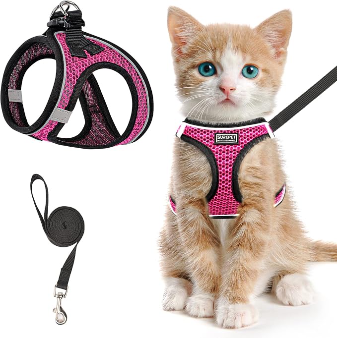 Cat Harness and Leash for Walking Escape Proof, Adjustable Kitten Vest Harness by SALFSE