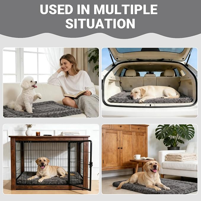 Washable Dog Bed Mat Ultra Soft Dog Crate Pad Comfy Fluffy Pet Kennel Beds Dog - Image 2