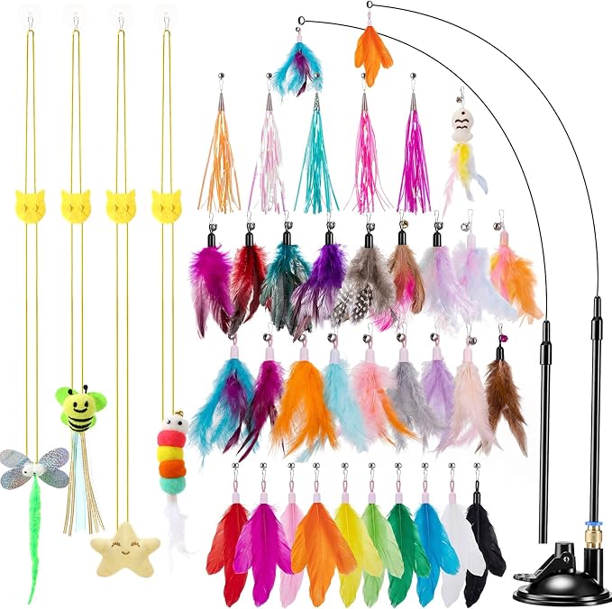 Leitee 40 Pcs Cat Toys 28 Interactive Cat Feather Toy by Leitee