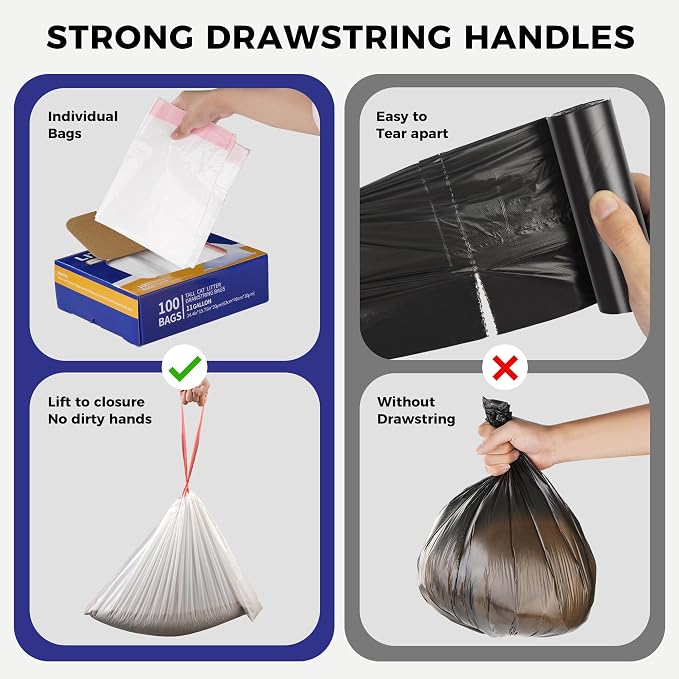 Drawstring Litter Liner Bags 100 Pack-Cat Litter Box Liner Bags - Image 4
