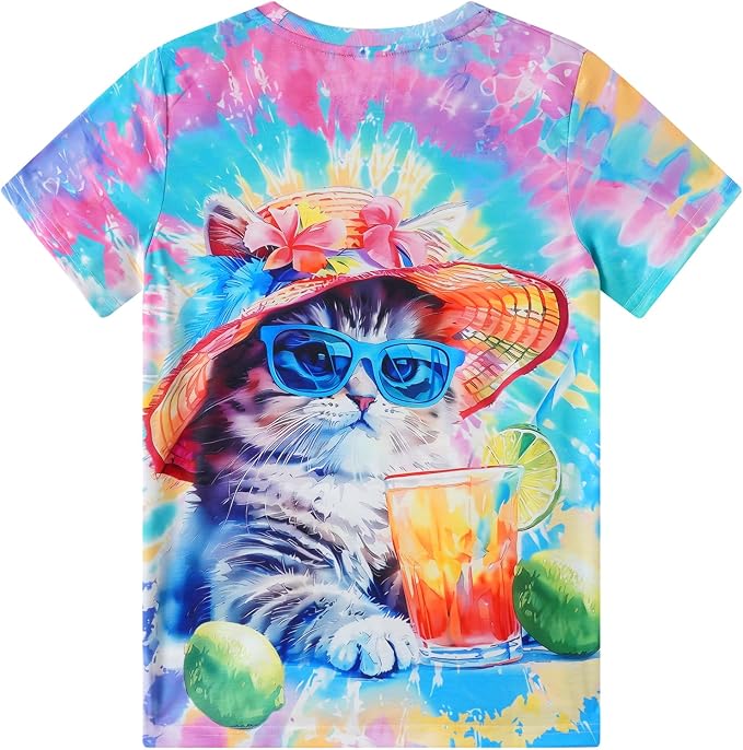 Funnycokid Girls Shirts Cat T Shirt Size 5-12 Clothes - Image 7
