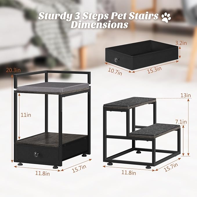 Pet Window Perch Dog Stairs for Small Dogs, Non-Slip Dog Steps for High Beds - Image 3