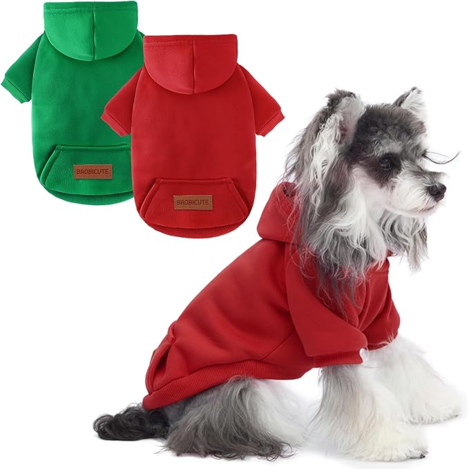2 Pack Dog Hoodie Warm Hood Dog Sweater Cold Weather Small Dogs Sweatshirt by BAOBICUTE