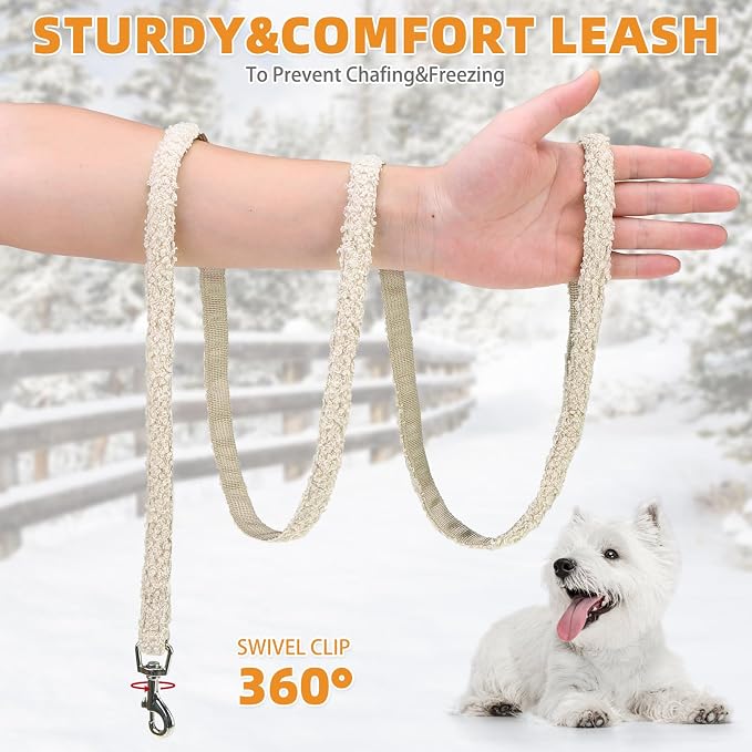 KOOLTAIL Plush Small Dog Harness and Leash Set, Warm Fleece No Pull Puppy Vest - Image 5