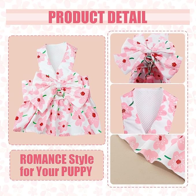 Dog Dress Bowknot Harness Leash Set - Image 6
