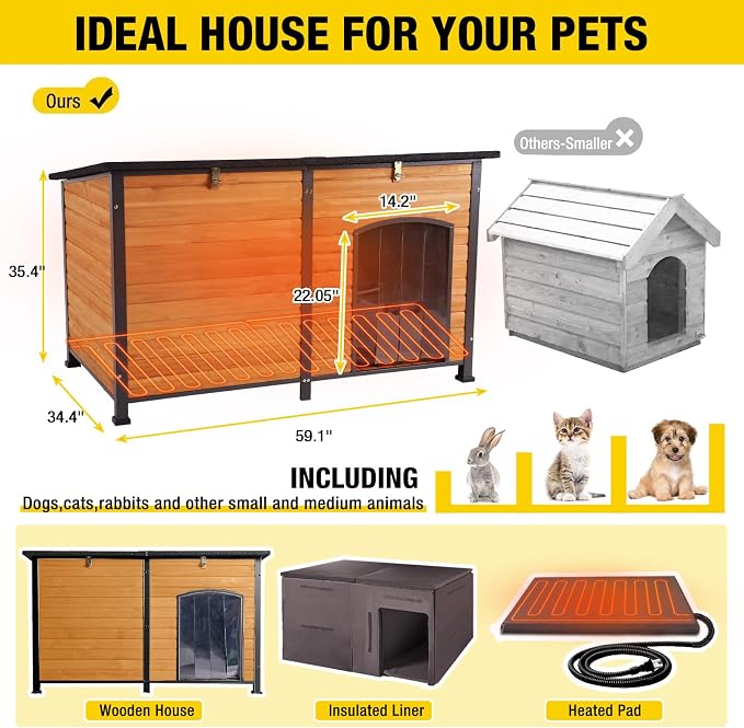59.1" Extra Large Heated Dog House - Image 8