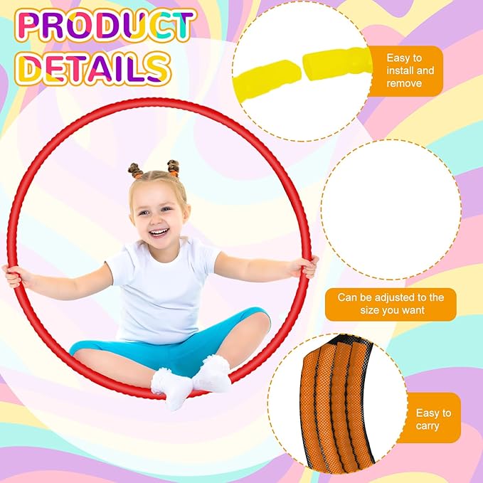 Sratte 12 Pcs Toy Hoop for Kid Detachable Adjustable Toy Hoop Colored Exercise - Image 4