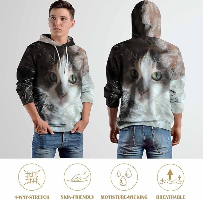 Artsadd Custom Face Unisex athletic Pockets Sweatshirt Loose Hoodie Custom - Image 6