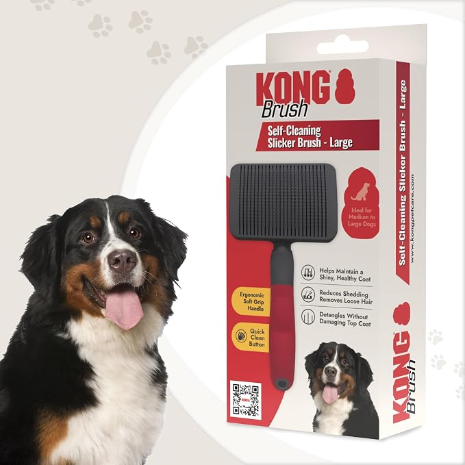 KONG Large Self-Cleaning Slicker Brush – Easy Hair Removal, Non-Slip Grip - Image 9