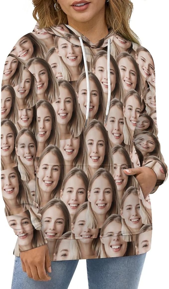 Artsadd Custom Face Unisex athletic Pockets Sweatshirt Loose Hoodie Custom - Image 5