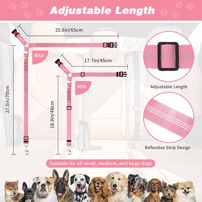 BWOGUE 2 Piece Dog Seat Belt for Car - Image 2