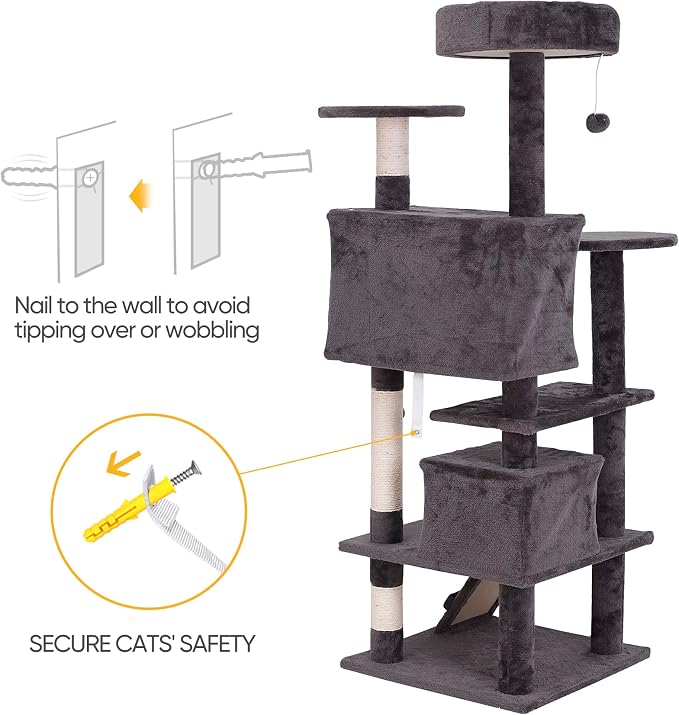 ZENY 54 Inch Cat Tree, Indoor Cat Tower Condo, Pet Cat Furniture - Image 3