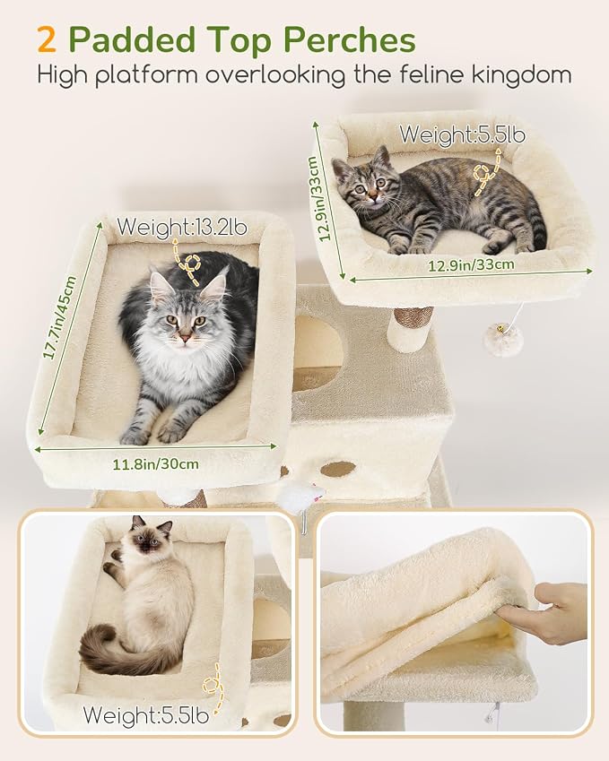 Globlazer Heavy Duty Cat Tree Tower 80in Tall Extra Large Cat Tree Tower - Image 2
