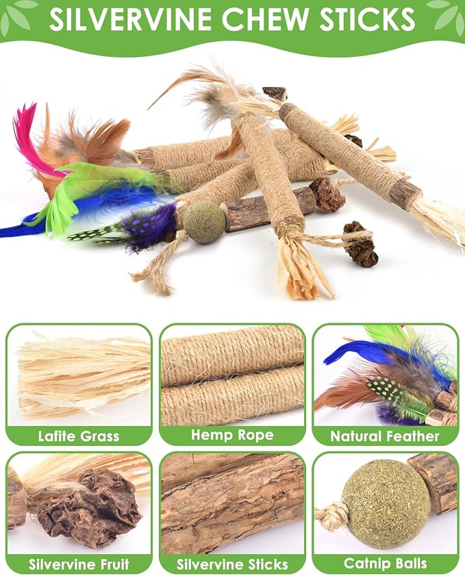 TINDTOP Silvervine Chew Sticks for Cats, 12 Pack Natural Catnip Chew Toys for - Image 3