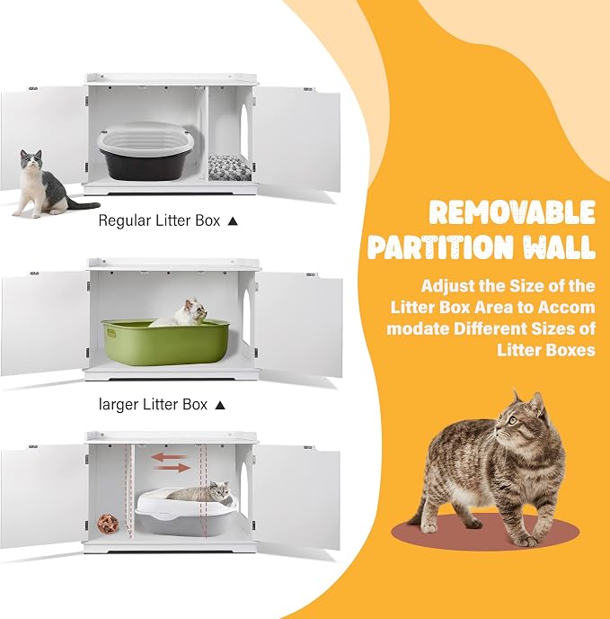 ZENY Wooden Cat Litter Cabinet, Hidden Litter Box Enclosure, Modern Storage - Image 3