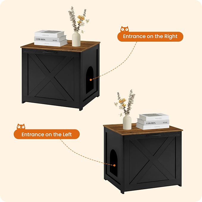 Dwanton Cat Litter Box Furniture Hidden, Cat Litter Box Enclosure, Reversible - Image 5