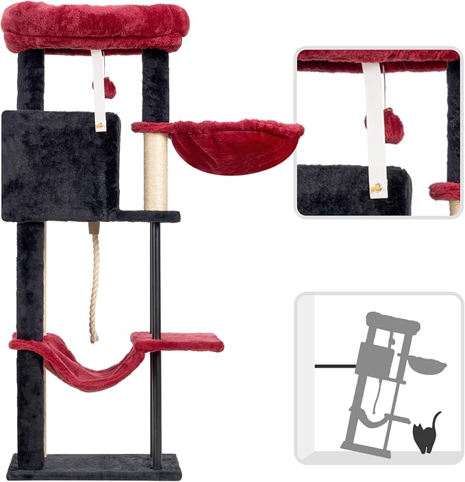 Cat Tree, Cat Tower for Indoor Cats, 43.3 inch Gothic Cat Tree Tower - Image 8