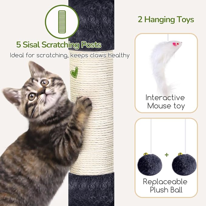 Globlazer Cat Tree Condo Tower for Multiple Indoor Cats, 52in Multi-Level Cat - Image 5