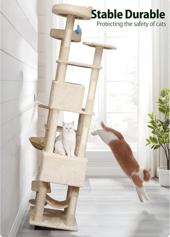 79inch Heavy Duty Cat Tree for Indoor Cats Large Adult, Tall Giant Cat Tower - Image 7