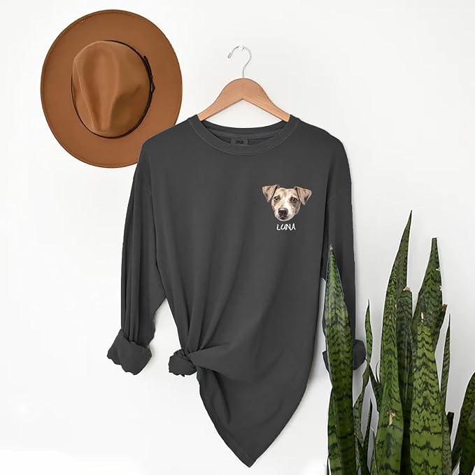 Custom Dog Photo Shirt, Cute Cat Mom Dad Gifts, Pet Lover Long Sleeve Shirts - Image 6