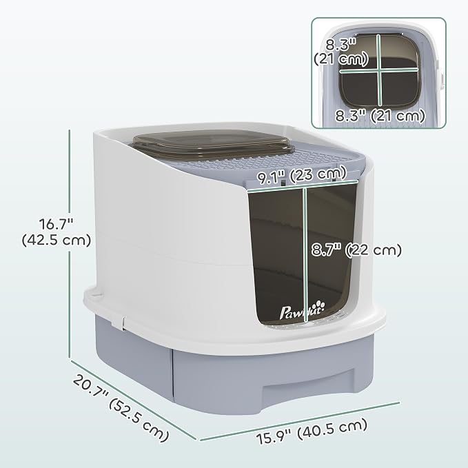 PawHut Cat Litter Box with Lid, Covered Kitty Litter Box Enclosed with Scoop - Image 7
