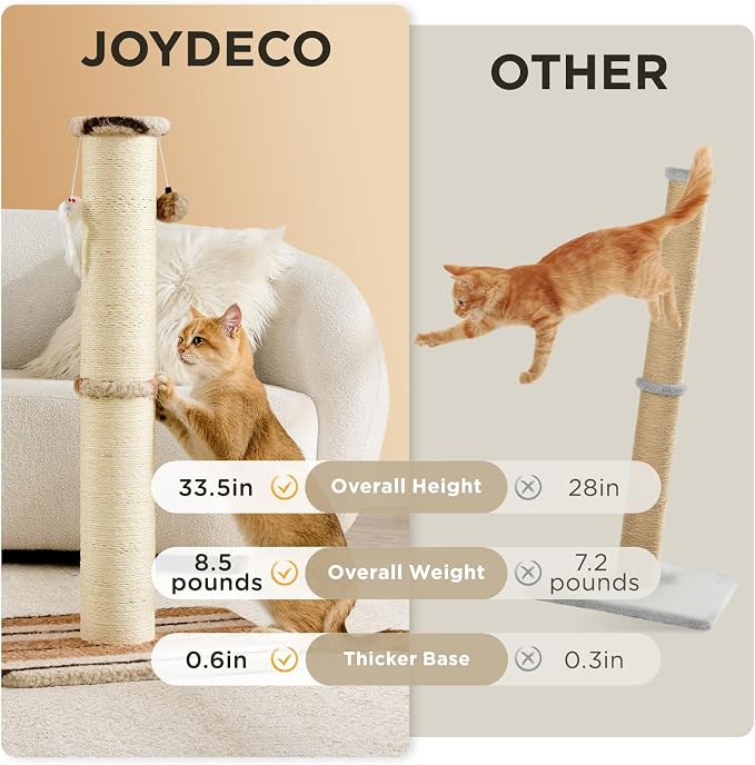Joydeco Cat Scratching Post 34 Inches Heavy Duty and Thick Scratching Post - Image 2