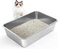 LIHONG Stainless Steel Cat Litter Box, Extra Large Metal Litter Box by LIHONG
