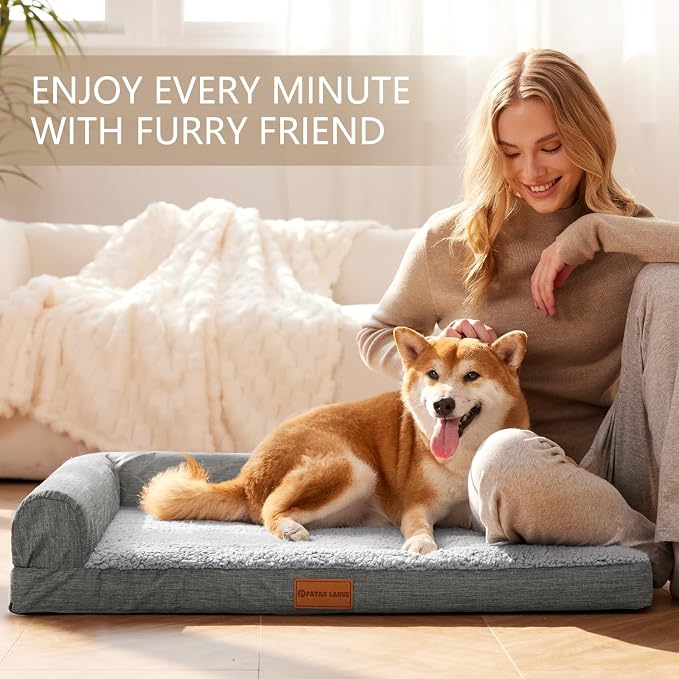 Patas Lague Orthopedic Dog Bed Large Sized Dog 36''X24'', Waterproof L Bolster - Image 2
