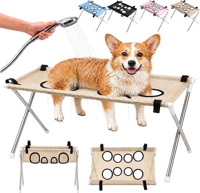 Pet Dog Bath Hammock, Cat Shower Grooming Table Hammock with Foldable Stand by Unknown