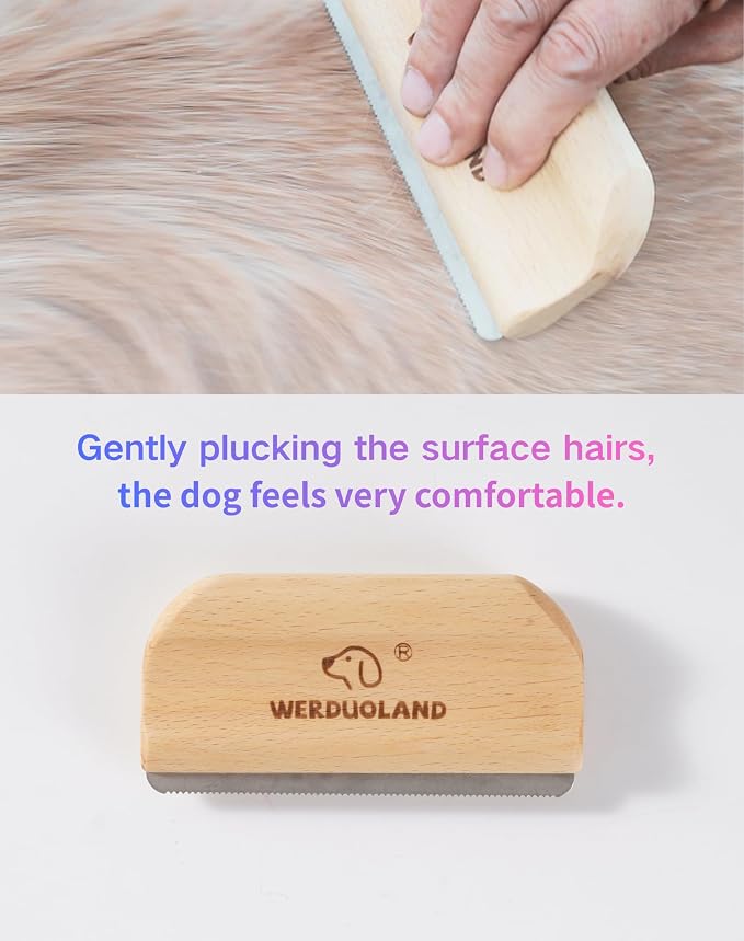 Gentle Deshedding Brush for Short, Medium & Long Hair Dog——Wooden Handle - Image 3