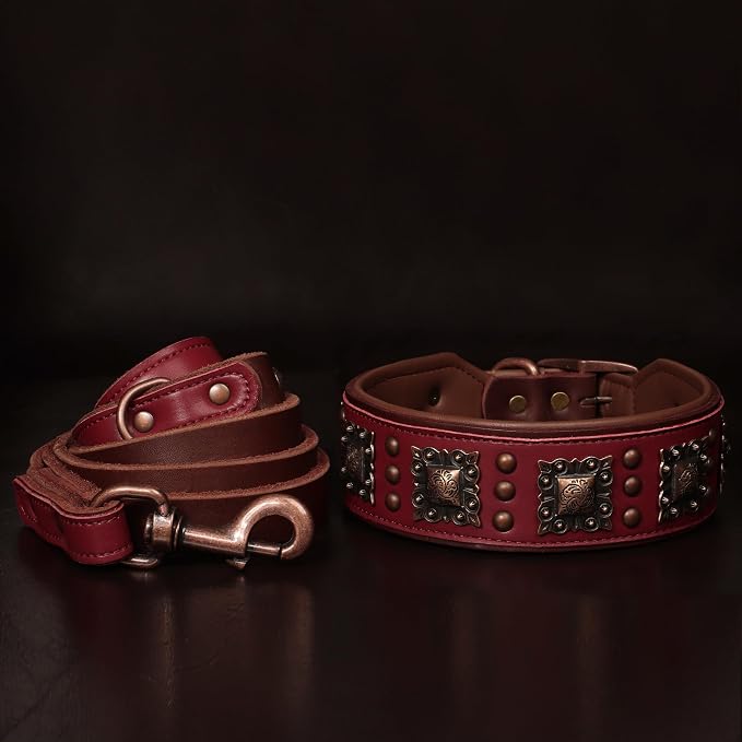 PET ARTIST Upgrade Padded Leather Dog Collar, 2 inch Wide Genuine Leather Dog - Image 3