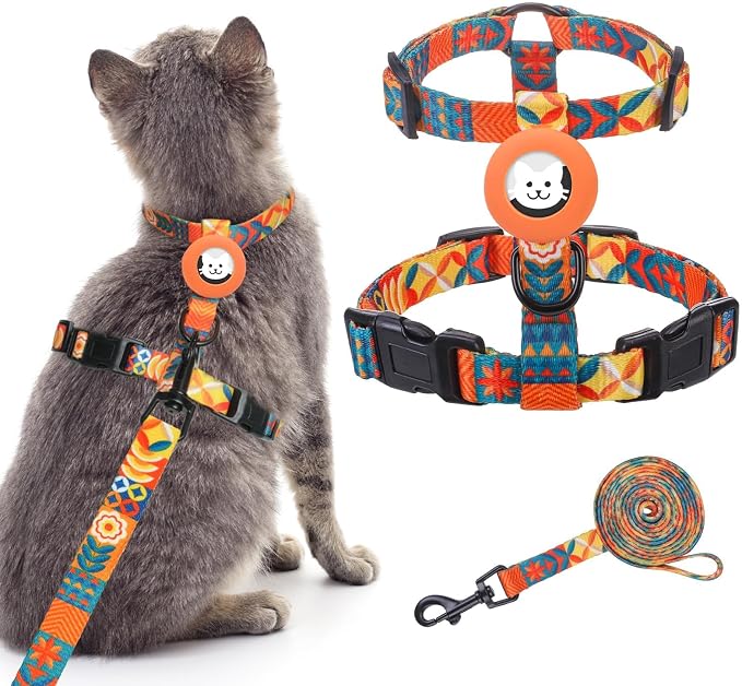 BINGPET Cat Harness with Airtag Holder, Cat Harness and Leash Set Escape Proof by BINGPET