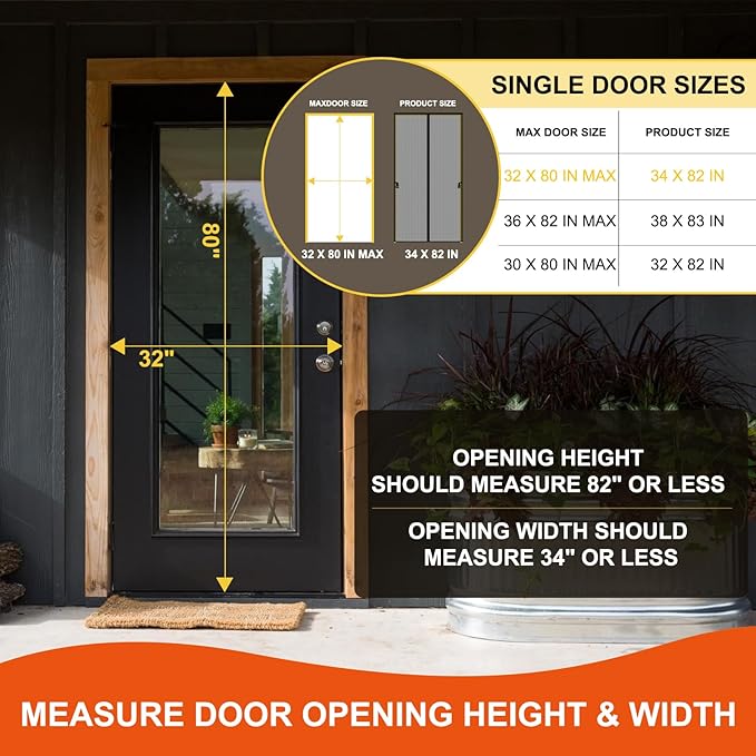 Fiberglass Magnetic Screen Door Fit Door Size 32 x 80 in- Heavy Duty Fiberglass - Image 2