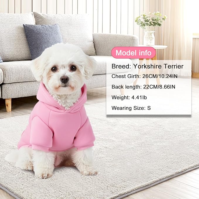 2 Pack Dog Hoodie Warm Hood Dog Sweater Cold Weather Small Dogs Sweatshirt - Image 3
