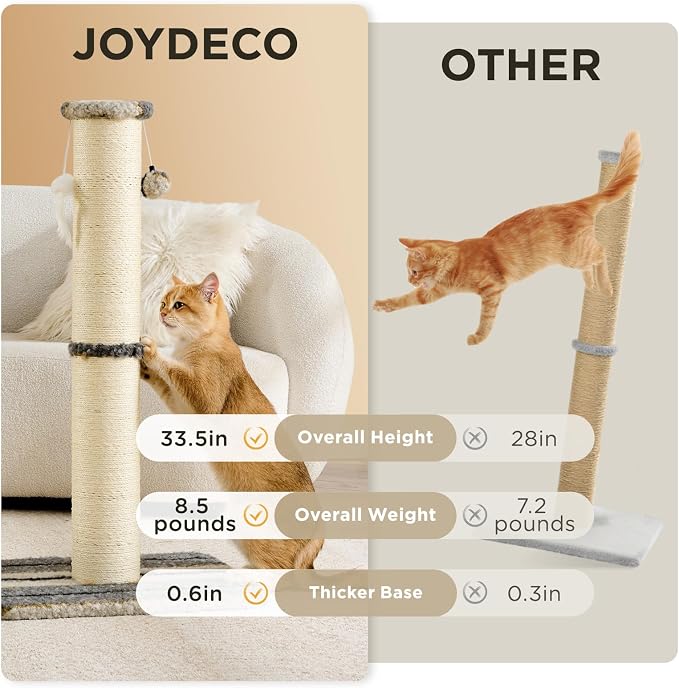 Joydeco Cat Scratching Post 38 Inches Heavy Duty and Thick Scratching Post - Image 2