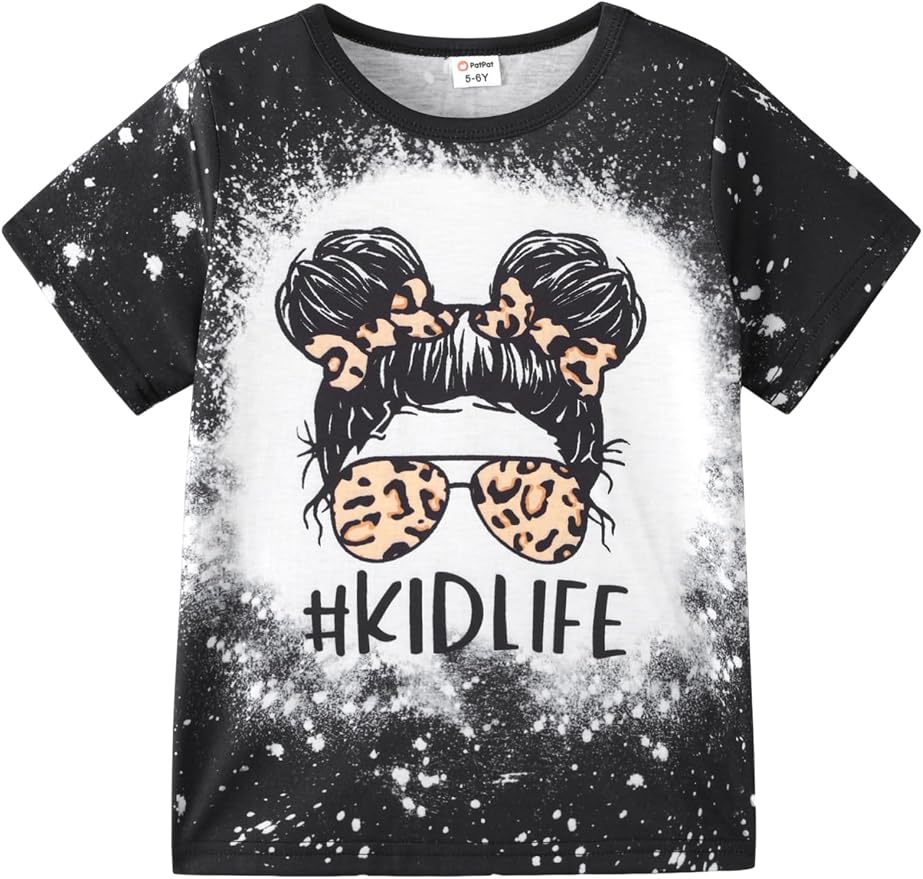 PATPAT Girls Crewneck Short Sleeve Graphic Tees Animal Print Shirts Cute Summer by PATPAT