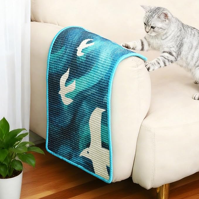 3-in-1 Sisal Cat Scratcher Mat 23.6x15.7'' Protects Carpet Couch & Furniture - Image 6