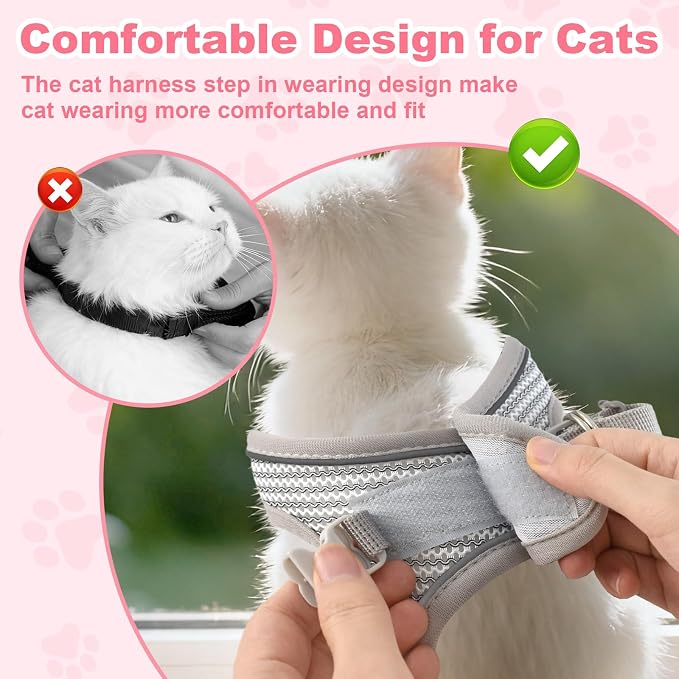 Escape Proof Cat Harness and Leash Set, Adorable Purple Floral Cats Vest Harness - Image 3