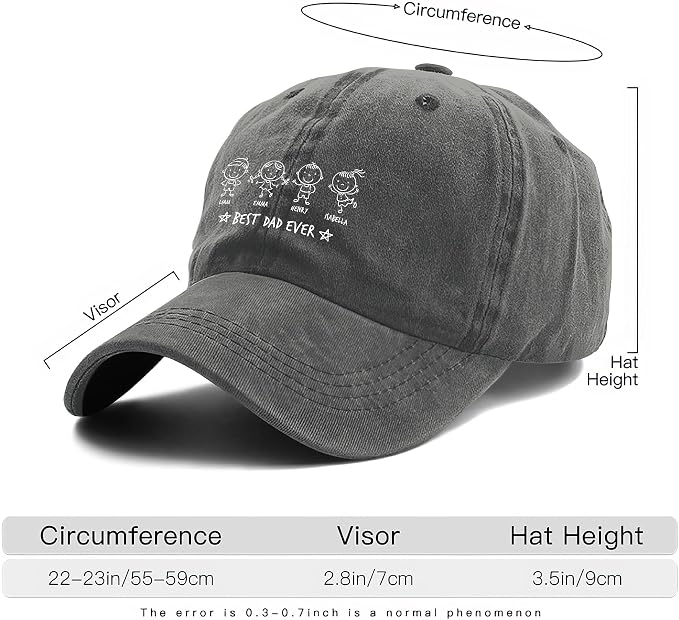 Personalized Vintage Washed Denim Dad Hat, Custom Baseball Cap - Image 5