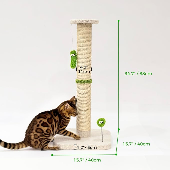 TINYBEAST 34.7" Tall Cat Scratching Post, 3 in 1 Sisal Cat Scratcher, Heavy - Image 5