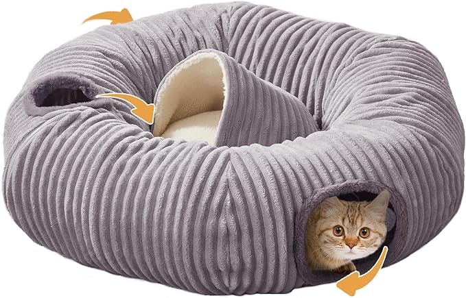Large Cat Tunnel Bed for Indoor Cats, Cat Donut Tunnel Toy by WINDRACING