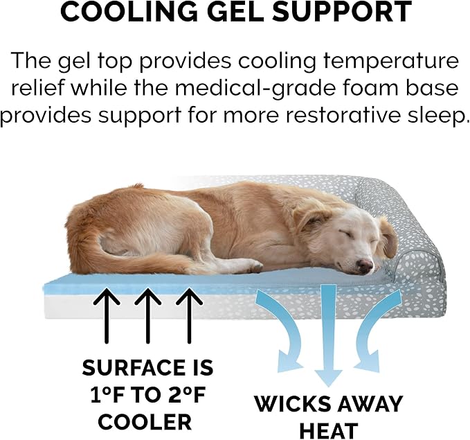 Furhaven Cooling Gel Dog Bed for Large Dogs w/ Removable Bolsters & Washable - Image 5