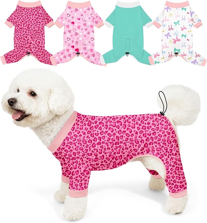 Bienbee Dog Pajamas, 4 Pack Dog Recovery Suit Shedding Suit Cute Soft Puppy by Bienbee