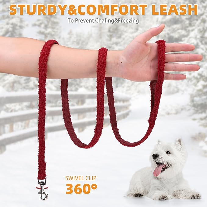 KOOLTAIL Christmas Plush Small Dog Harness and Leash Set, Warm Fleece No Pull - Image 5