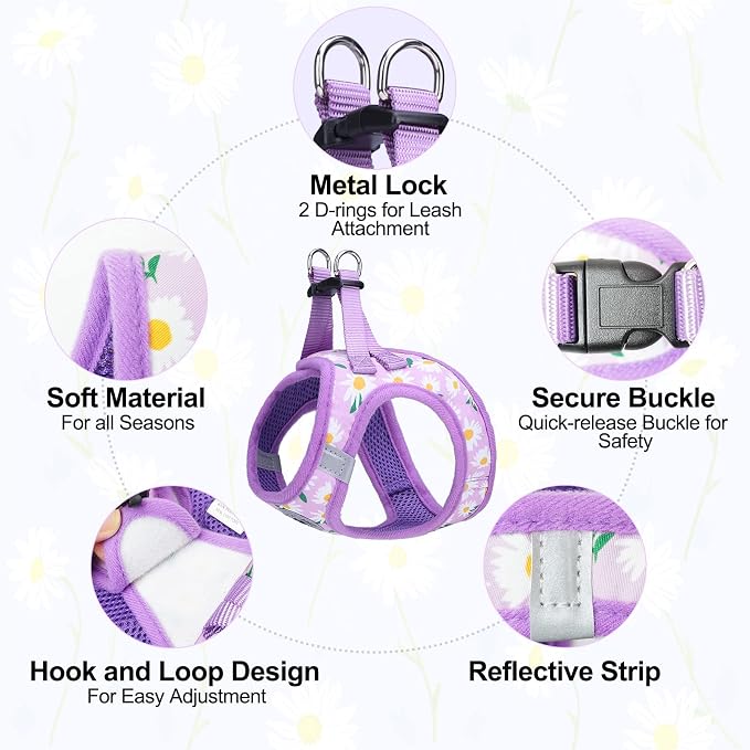 BEAUTYZOO Step in Dog Harness and Leash Set, Floral Pattern Reflective Dog - Image 3