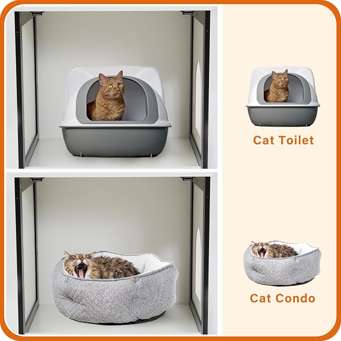 Dwanton Cat Litter Box Furniture Hidden, Cat Litter Box Enclosure, Reversible - Image 7