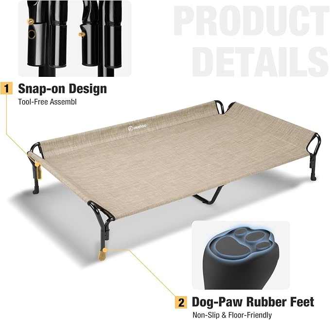 Veehoo Cooling Elevated Dog Bed, Guardrail Raised Pet Cot, Indoor & Outdoor XXL - Image 4