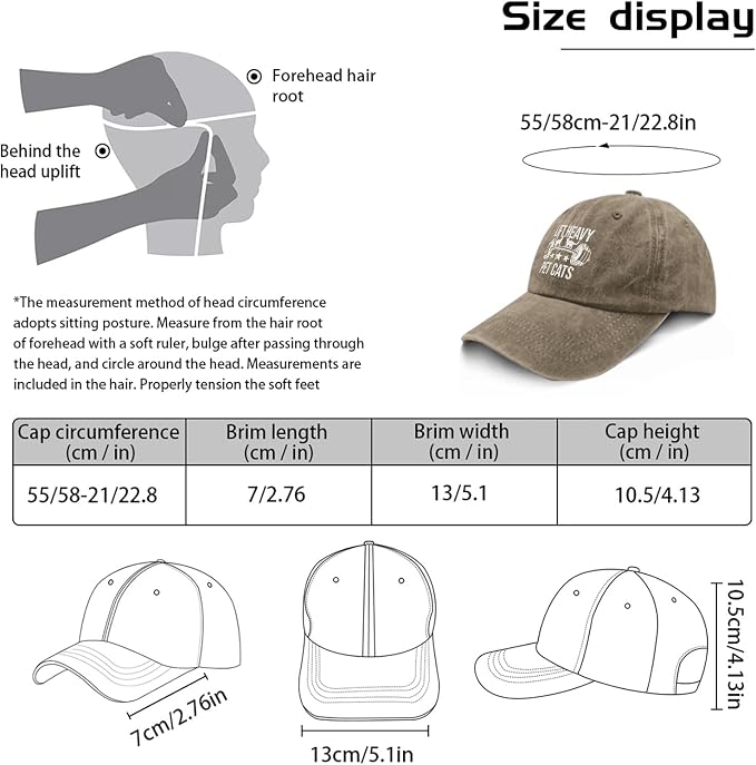 Made in USA Lift Heavy Pet Cats Hats Cotton Washed Baseball Caps Adjustable Hat - Image 3