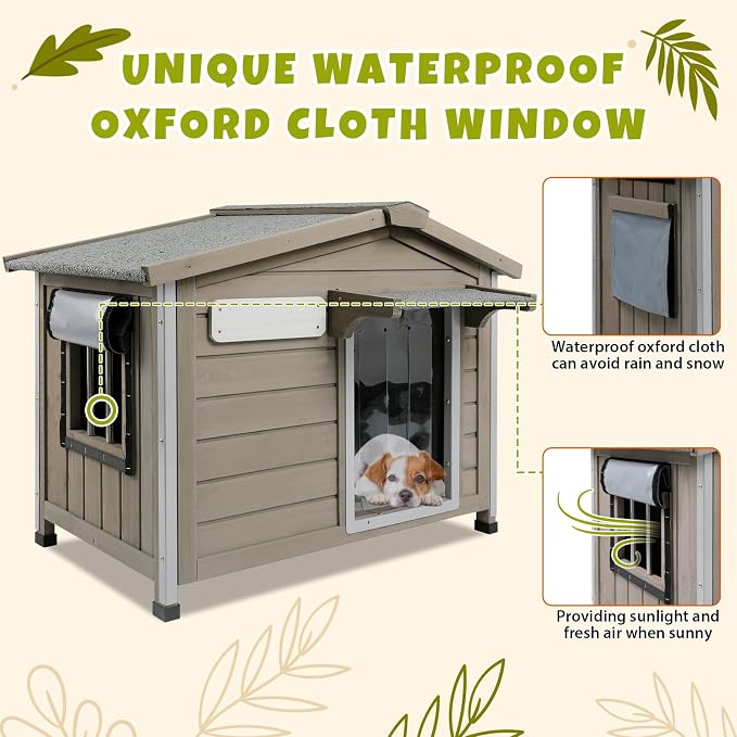 PetsCosset 30.1" L Large Dog House Outdoor & Indoor, Fir Wood Dog Kennel - Image 3