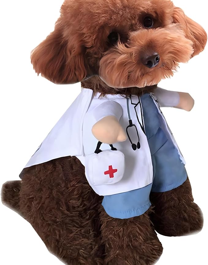 NACOCO Dog Cat Doctor Costume Pet Doctor Clothing Halloween Jeans Outfit Apparel - Image 3